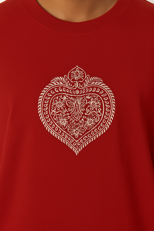 Embroidered Heart Oversized T-Shirt